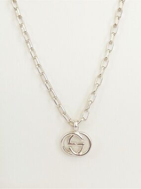 GUCCI  Interlocking G Pendant Necklace 925 Sterling Silver